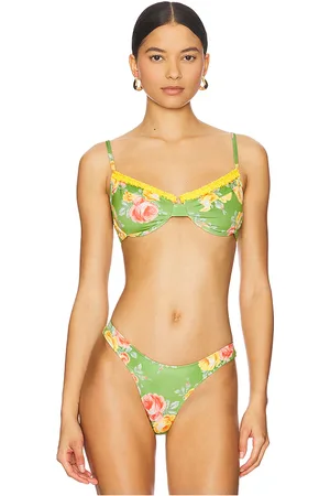 Heavy Manners Ruffled Up Underwire Bikini Top in Green. - size L (also in M, S, XS)