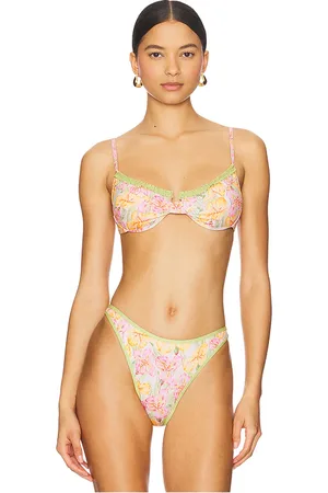 Heavy Manners Ruffled Up Underwire Bikini Top in Blush. - size L (also in M, S, XL)
