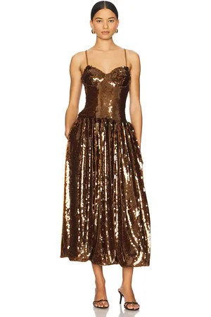 PATBO Sequin Midi Dress in Chocolate. - size 10 (also in 2, 4, 6, 8)