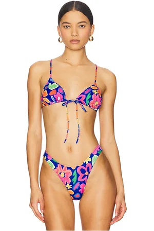 Heavy Manners Triangle Front Tie Bikini Top in Purple. - size L (also in M, S, XL, XS)