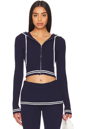 Frankies Bikinis Aimee Cloud Knit Hoodie in Navy. - size S (also in XS)