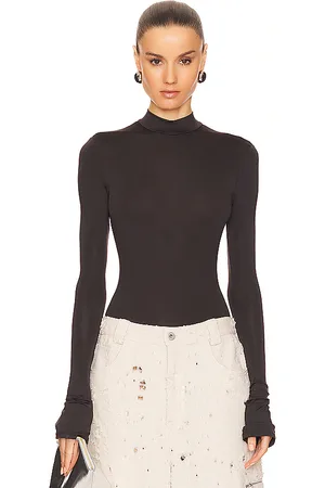 LAPOINTE Mock Neck Bodysuit in Brown. - size S (also in XL)
