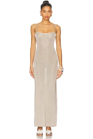 superdown Dalilah Maxi Dress in Metallic Silver. - size L (also in M, S, XS)