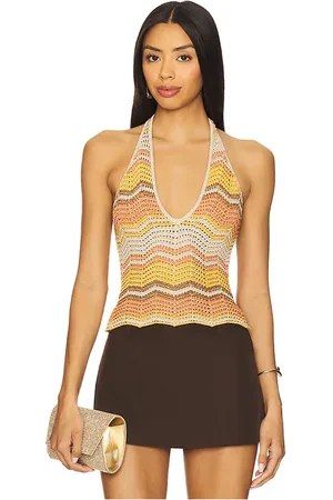 Retrofete Luz Crochet Top in Beige. - size L (also in M, S, XL, XS)