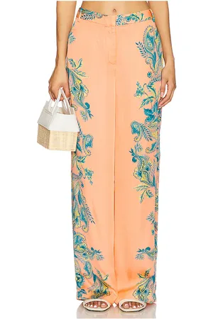 HEMANT AND NANDITA Straight Pants With Buckle Belt in Pink,Blue. - size L (also in M, S, XL, XS, XXS)