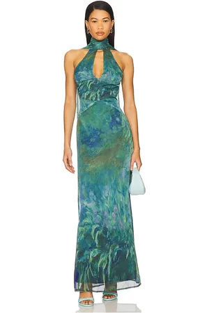 YLLW THE LABEL Monet Dress in Green. - size L (also in M, S, XS)