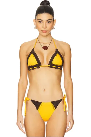 WeWoreWhat Crochet Combo Bikini Top in Orange. - size M (also in S, XS)