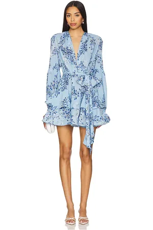 Bronx and Banco Bedouin Blue Poppy Mini Dress in Blue. - size L (also in M, S, XL, XS)