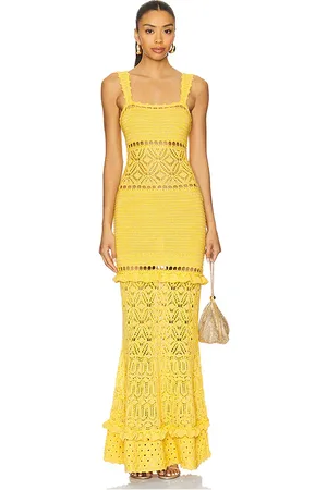 Retrofete Winona Crochet Dress in Yellow. - size L (also in M, S)