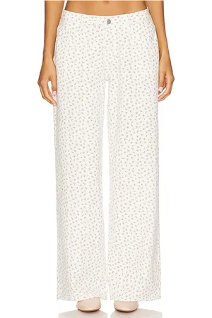 MORE TO COME Brya Floral Jean in White. - size L (also in M, S, XL, XS, XXS)
