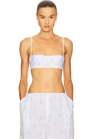 Helsa Bra Top in Fleur Print Stripe in White. - size L (also in M, S, XL, XS, XXS)