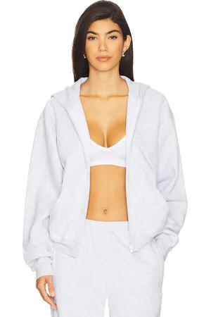 SKIMS Cotton Fleece Classic Zip-up Hoodie in Light Grey. - size L (also in M, S, XL)