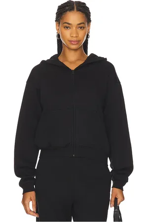 SKIMS Cotton Fleece Classic Zip-up Hoodie in Black. - size M (also in S, XL, XS, XXS)