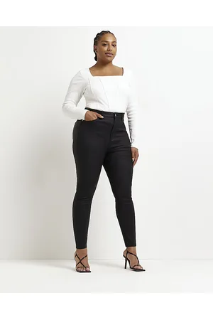 Coated High Waisted Flared Jeans