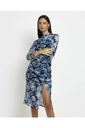 River Island Women Bodycon Dresses - Womens mesh floral bodycon midi dress
