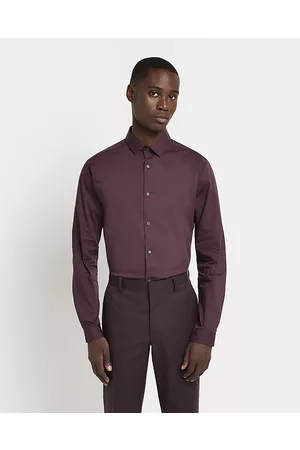 River Island Mens Dark slim fit long sleeve shirt