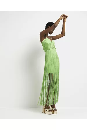 River Island Women Bodycon Dresses - Womens Lime fringe mini bodycon dress