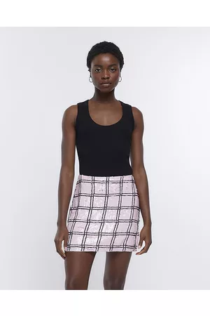 River Island Women Sequin Mini Skirts - Womens Check Mini Sequin Skirt