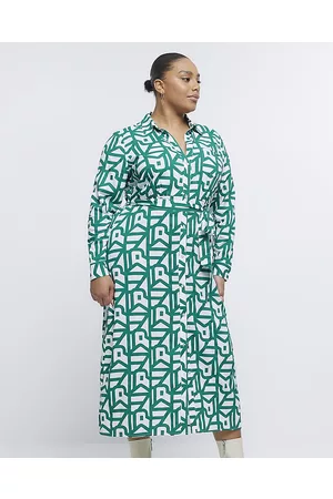 River Island Womens Plus Belted Shirt Midi Dress