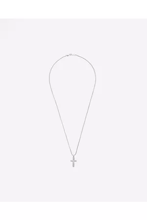 River Island Men Necklaces - Mens Silver Colour Cross Necklace
