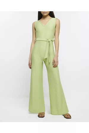 River Island Womens Belted Flare Jumpsuit