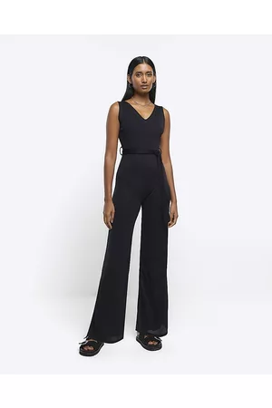 River Island Women Flared Jumpsuits - Womens Belted Flare Jumpsuit