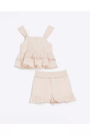 River Island Girls Tops - Girls Shell Embroidered Outfit