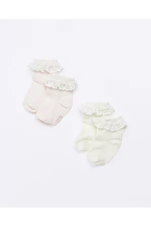 River Island Girls Accessories - Girls Baby Girl Broderie Frill Socks 2 Pack