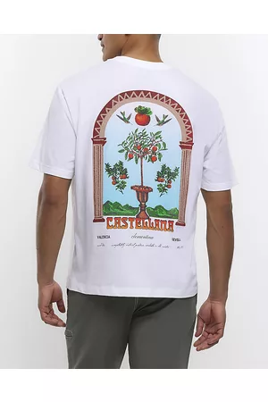 River Island Men Oversized Graphic T-Shirts - Mens Oversized Graphic Back Print T-Shirt