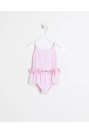 River Island Girls Swimsuits - Mini Girls Flower Detail Peplum Swimsuit