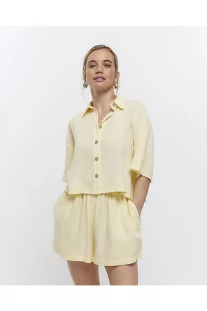 River Island Women Shirts - Womens Petite Linen Blend Crop Shirt
