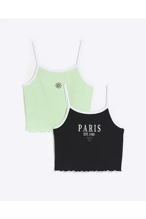 River Island Girls Tops - Girls Ribbed Cami Top 2 Pack