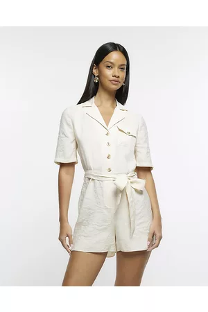 River Island Women Playsuits & Rompers - Womens Stone Tie Waist Playsuit