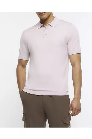 River Island Men Polo T-Shirts - Mens Slim Fit Short Sleeve Polo