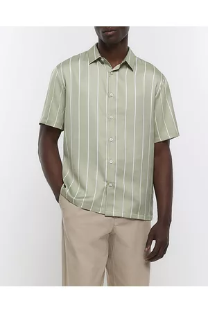 River Island Men Short sleeved Shirts - Mens Regular Fit Striped Short Sleeve Shirt