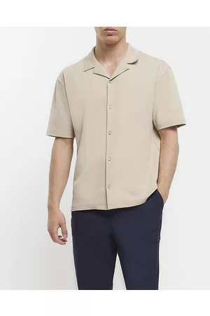 River Island Men Shirts - Mens Regular Fit Jersey Revere Shirt