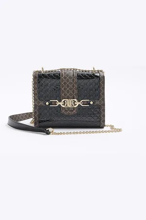 White RI monogram padlock cross body bag