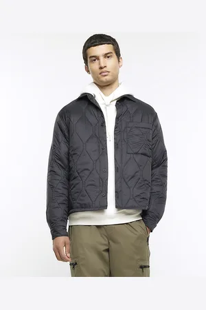 River Island Big & Tall quilted bomber jacket in gray