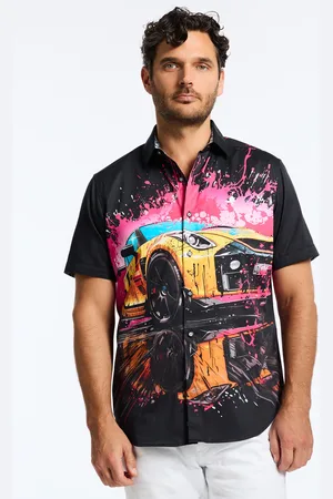 Robert Graham Splash Drifter Short Sleeve Button Down Shirt Tall