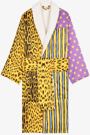 Roberto Cavalli Patchwork Leopard-print Robe - Male Beachwear S