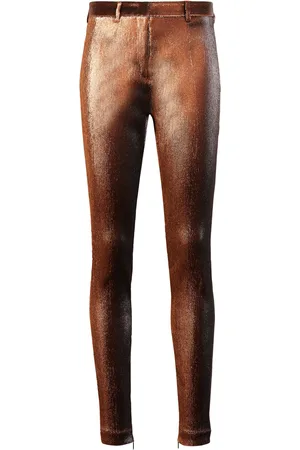 Roberto Cavalli Metallic Stretch Lurex Solid Trousers - Female Ready To Wear 38