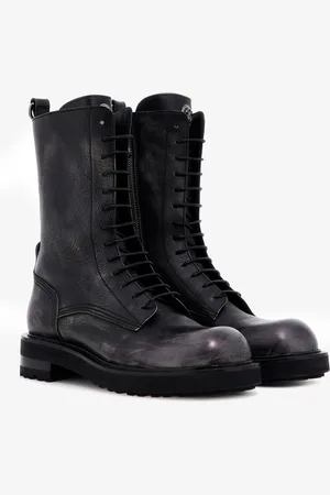 Roberto Cavalli Leather Lace-up Boots - Male Boots 41