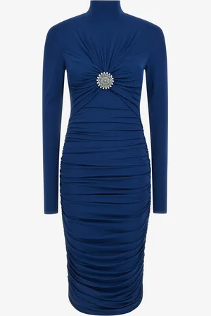 Roberto Cavalli Midi Dress With Ruffles And Stones - Female Dresses 40