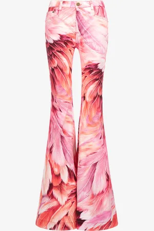 Roberto Cavalli Plumage Print Denim - Female Trousers & Shorts 38