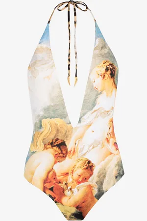 Roberto Cavalli Painting-print Halterneck Swimsuit - Female Beachwear 42