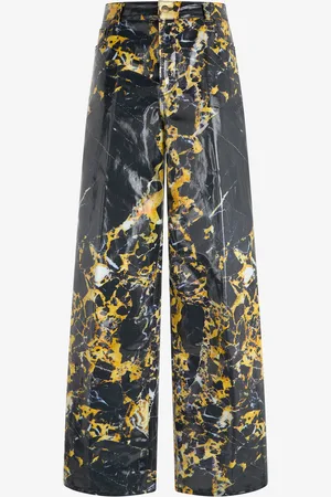 Roberto Cavalli Loose Trousers With Marble Print - Female Trousers & Shorts 38