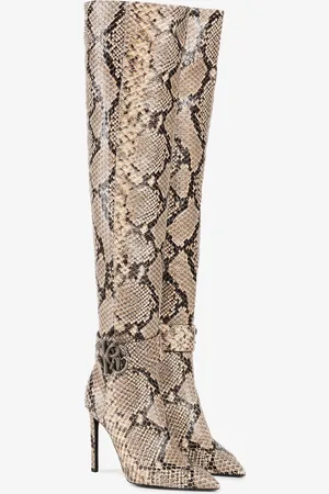 Roberto Cavalli Python-embossed Thigh-high Boots - Female Boots & Booties 38