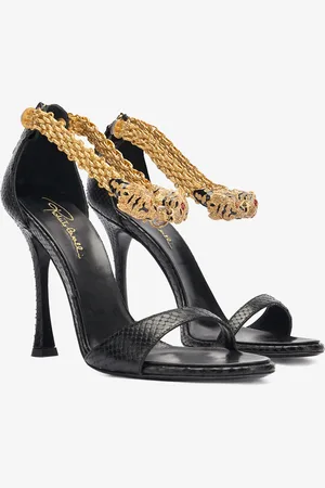 Roberto Cavalli Leather Sandals With Tiger Heads - Female Sandals 37