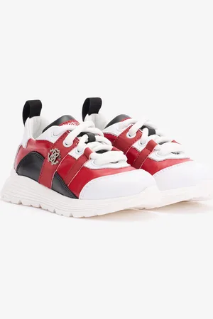Roberto Cavalli Color-block Sneakers With Rc Monogram - Boy Shoes Red/white/black 6 24
