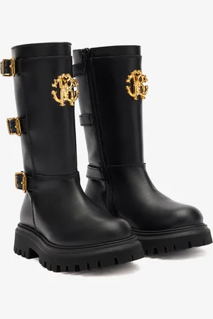 Roberto Cavalli Combat Boots With Buckles And Rc Monogram - Girl Shoes 24
